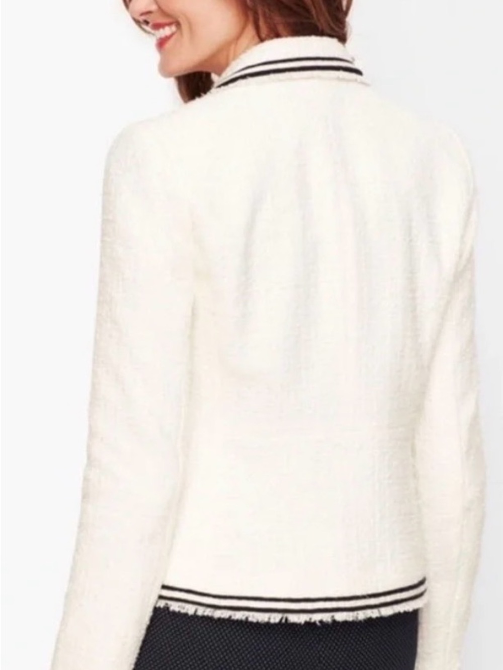 NWT! Talbots Cream Tweed Blazer with Black Trim - Picture 3 of 12
